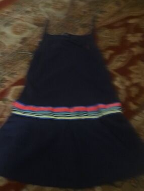 Nautica Navy Girls Sundress with Size 12 Multicolor Waist Stripe